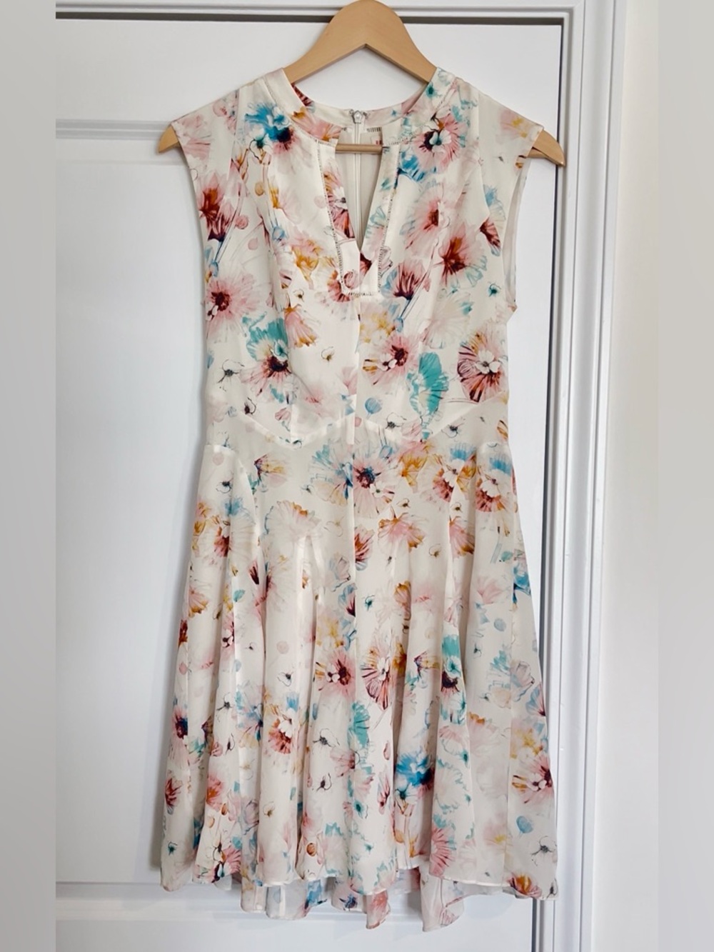 Rebecca Taylor Cream Knee-length Dress with Pastel Floral Print